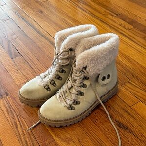Nicole Miller Beige Fur-Lined Winter Boots